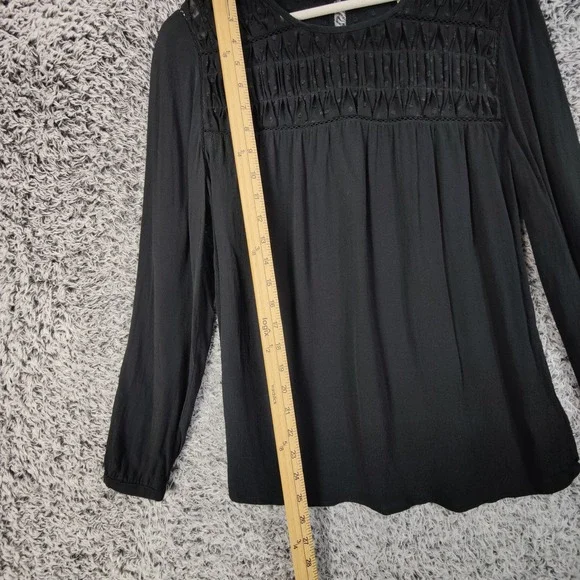 Meadow Rue Anthro Black Long Sleeve Witchy Coquette Goth Top Womens Medium Sheer - Picture 5 of 11